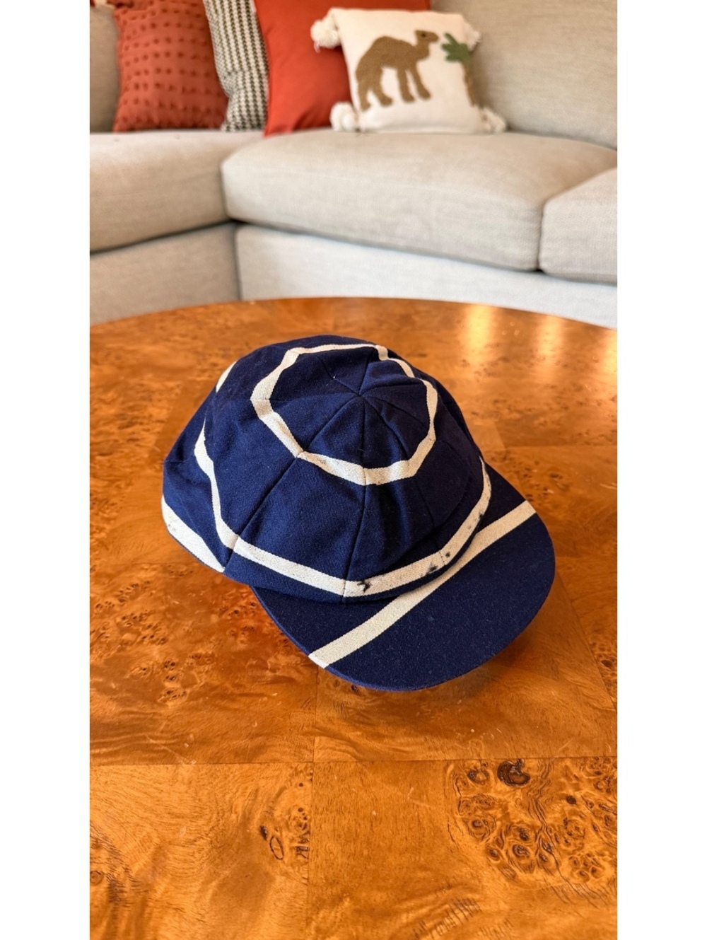 New & Lingwood Ltd Navy Blue and White Stripe Cap Size 7